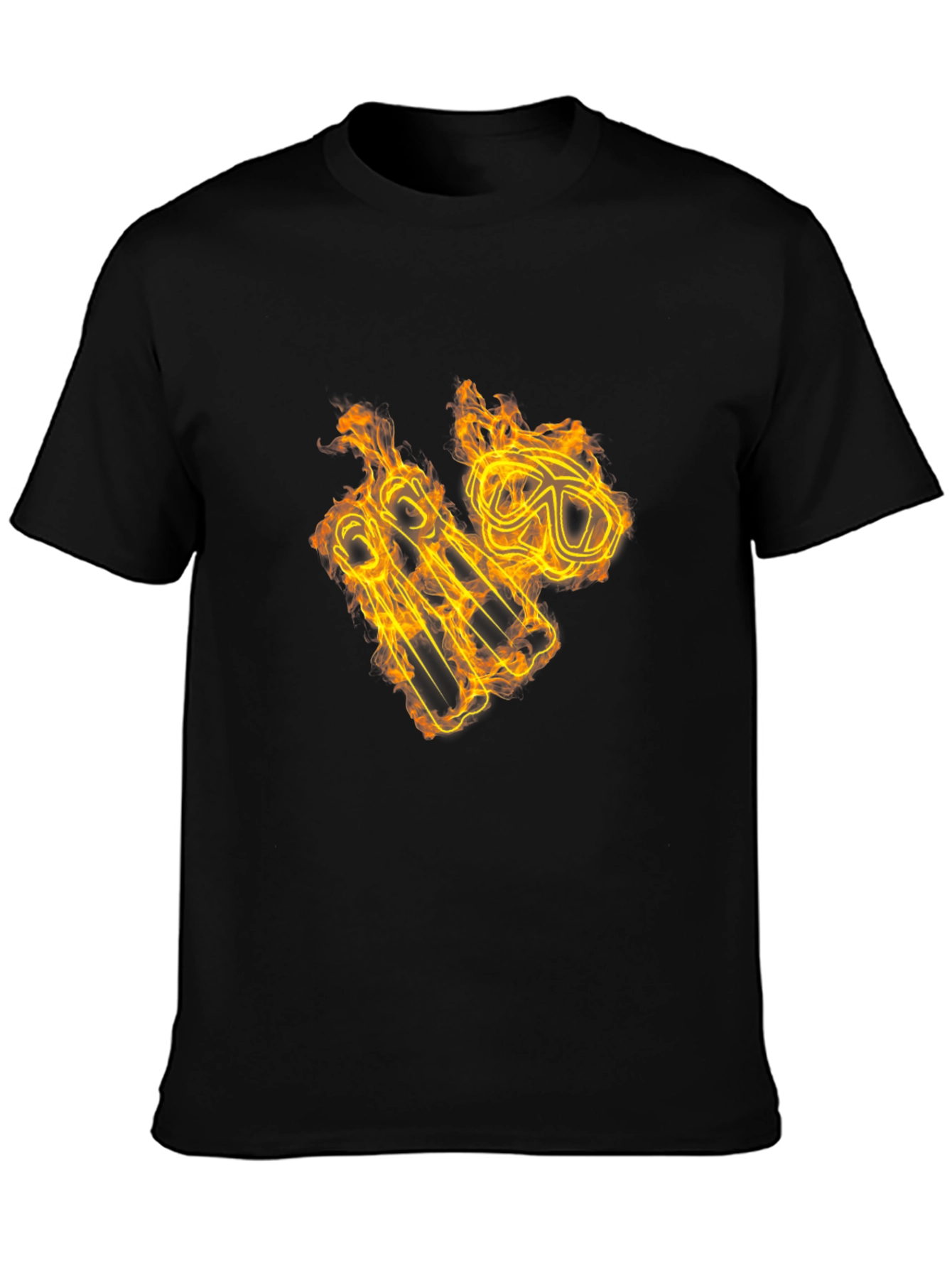 Fiery Scuba Gear Graphic Tee - Black Cotton Shirt