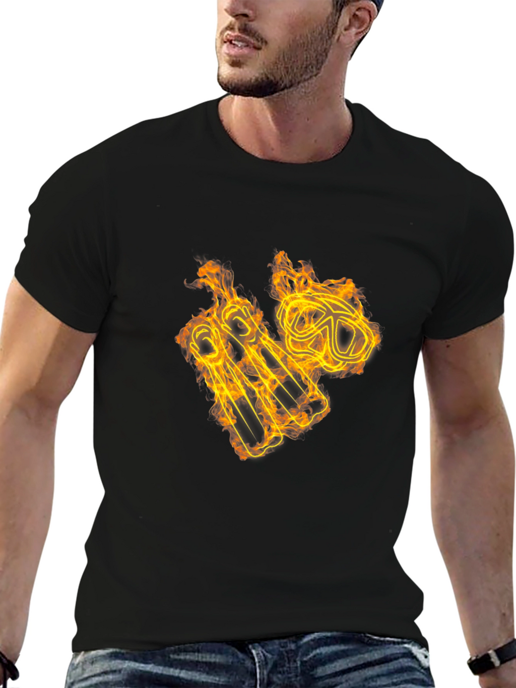 Fiery Scuba Gear Graphic Tee - Black Cotton Shirt