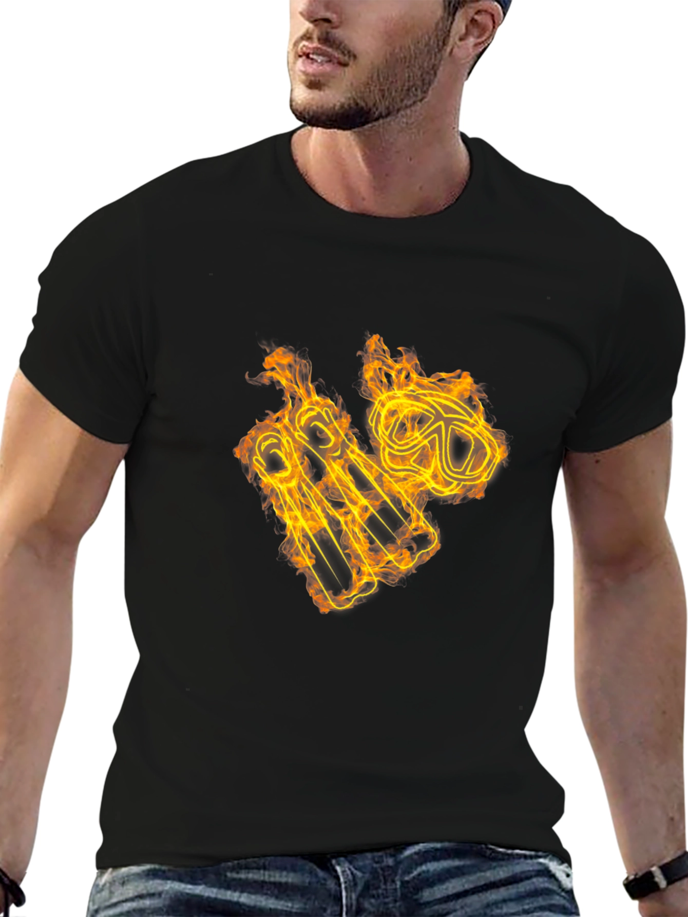 Fiery Scuba Gear Graphic Tee - Black Cotton Shirt