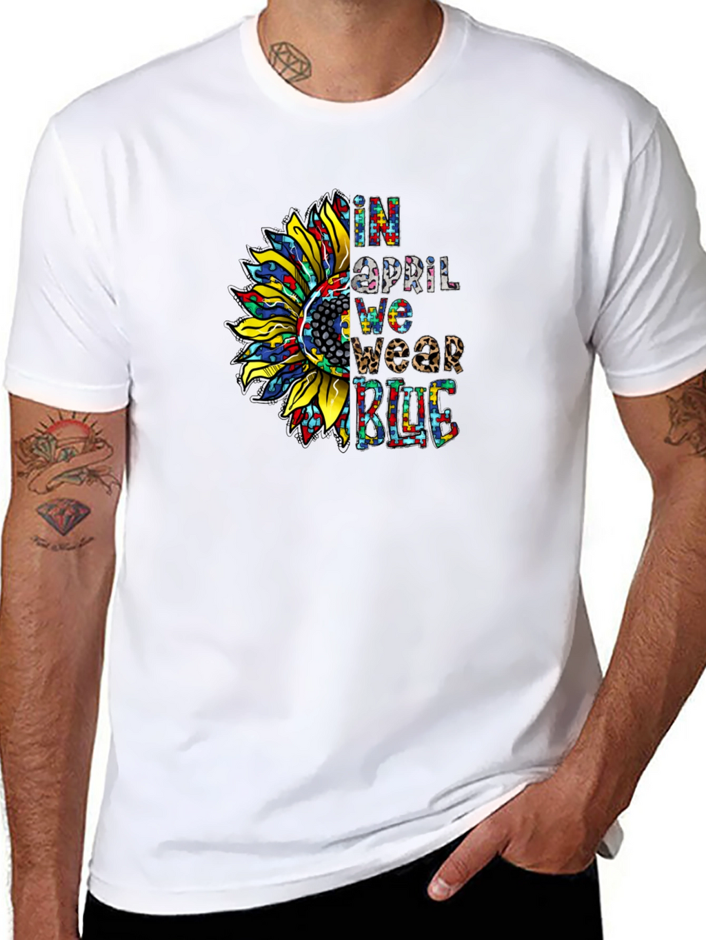 Autism Awareness Sunflower Graphic T-Shirt