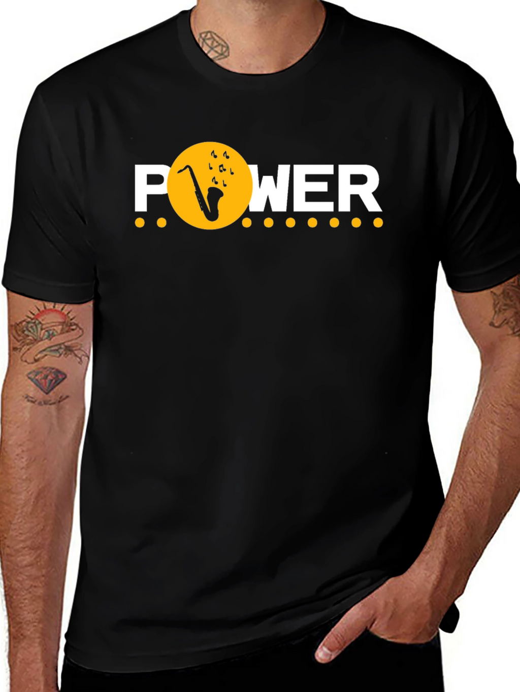 Jazz Power Graphic Tee - Saxophone Music T-Shirt