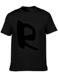 Black T-Shirt with Distressed R Design