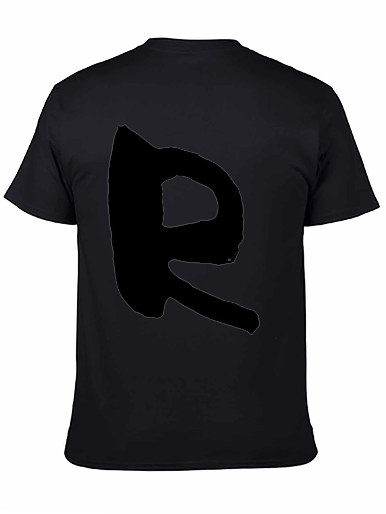 Black T-Shirt with Distressed R Design