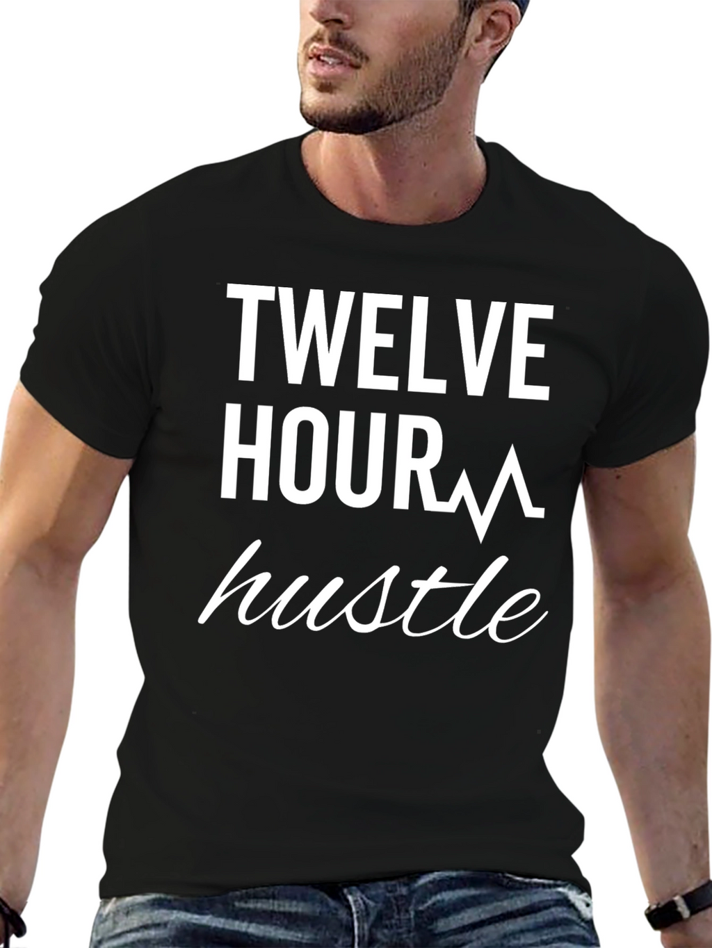 Twelve Hour Hustle Graphic Tee - Black T-Shirt