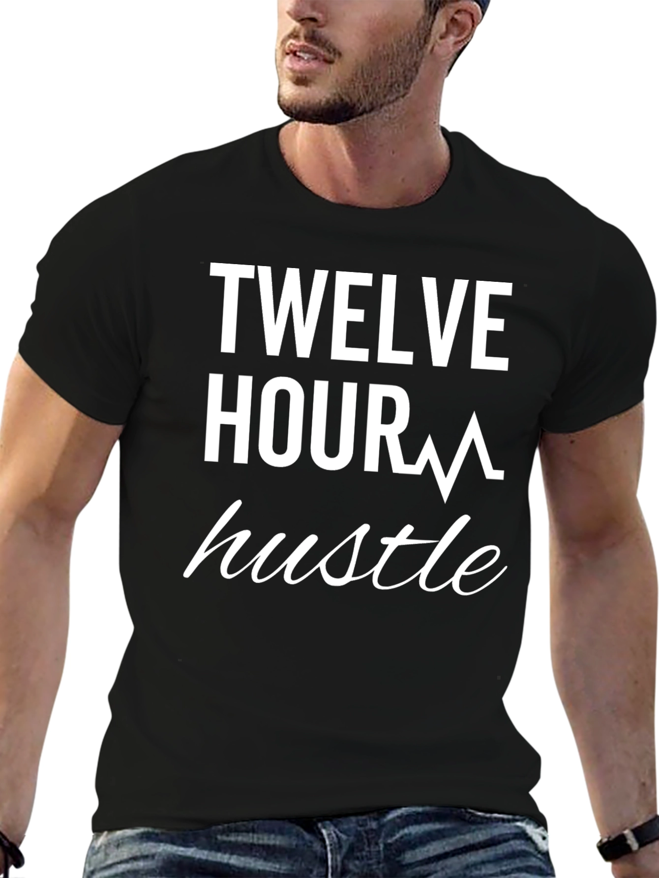 Twelve Hour Hustle Graphic Tee - Black T-Shirt