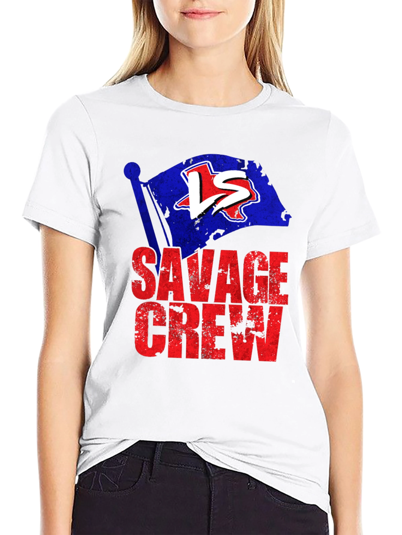 Savage Crew Graphic Tee - Texas Flag Design