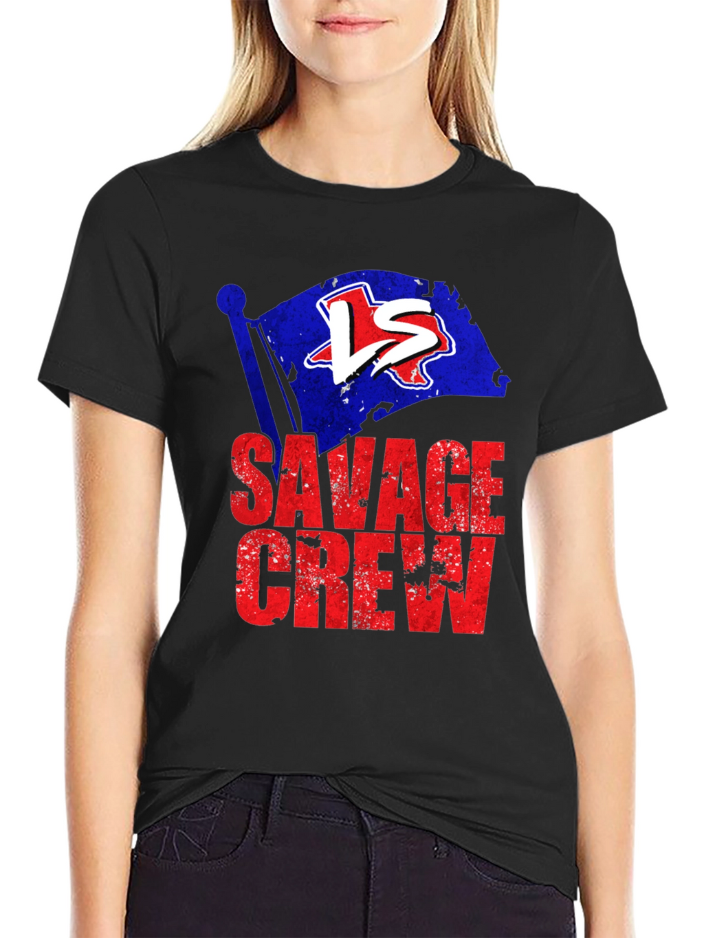 Savage Crew Graphic Tee - Texas Flag Design