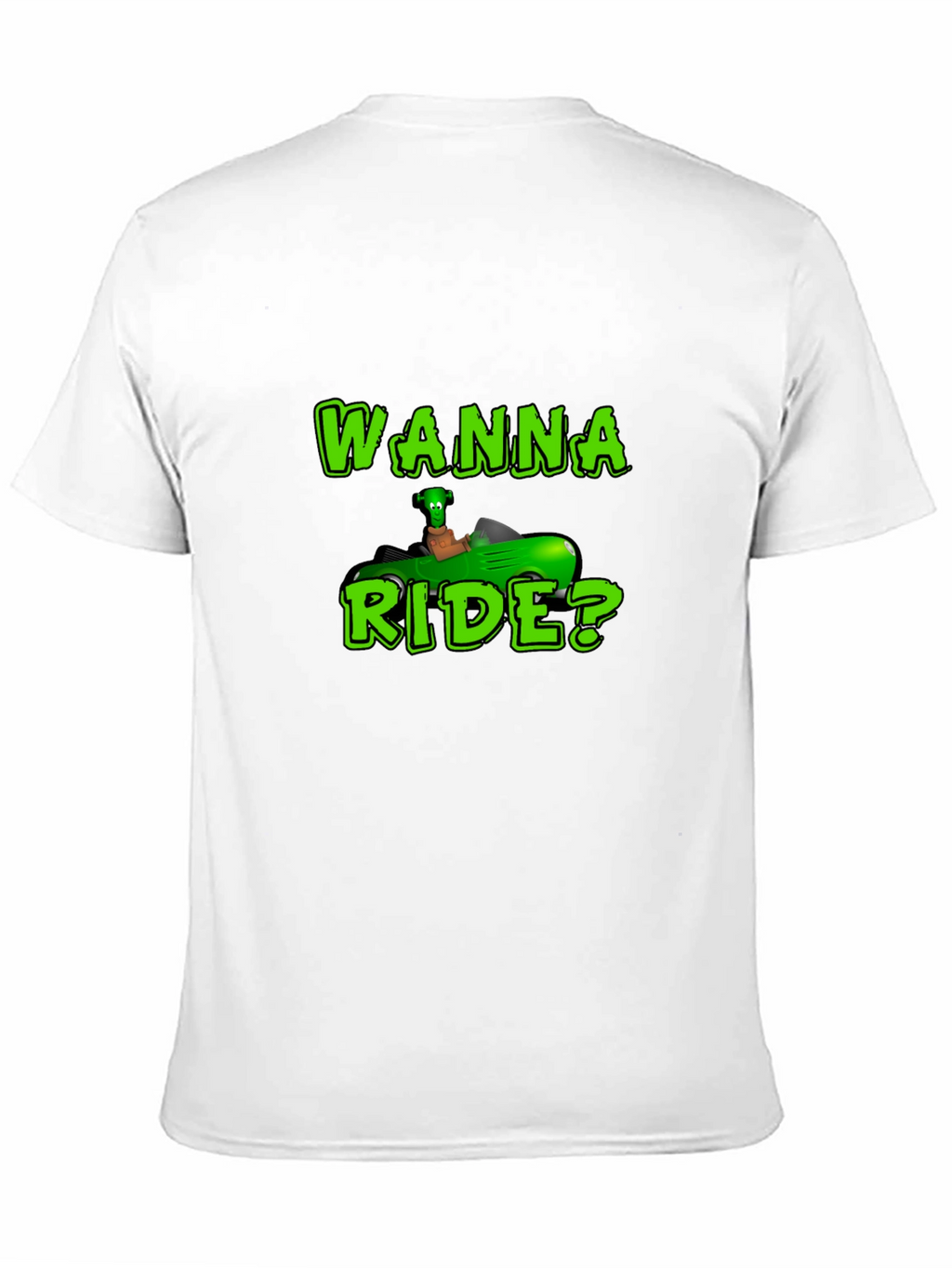Wanna Ride? Green Car Black T-Shirt