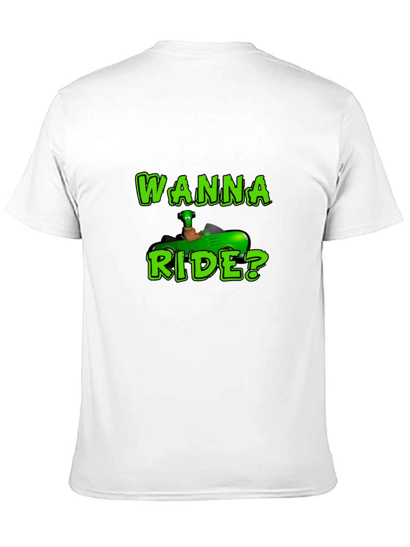 Wanna Ride? Green Car Black T-Shirt