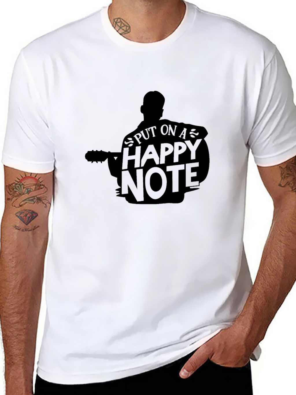 Happy Note Graphic Tee - Black Cotton T-Shirt