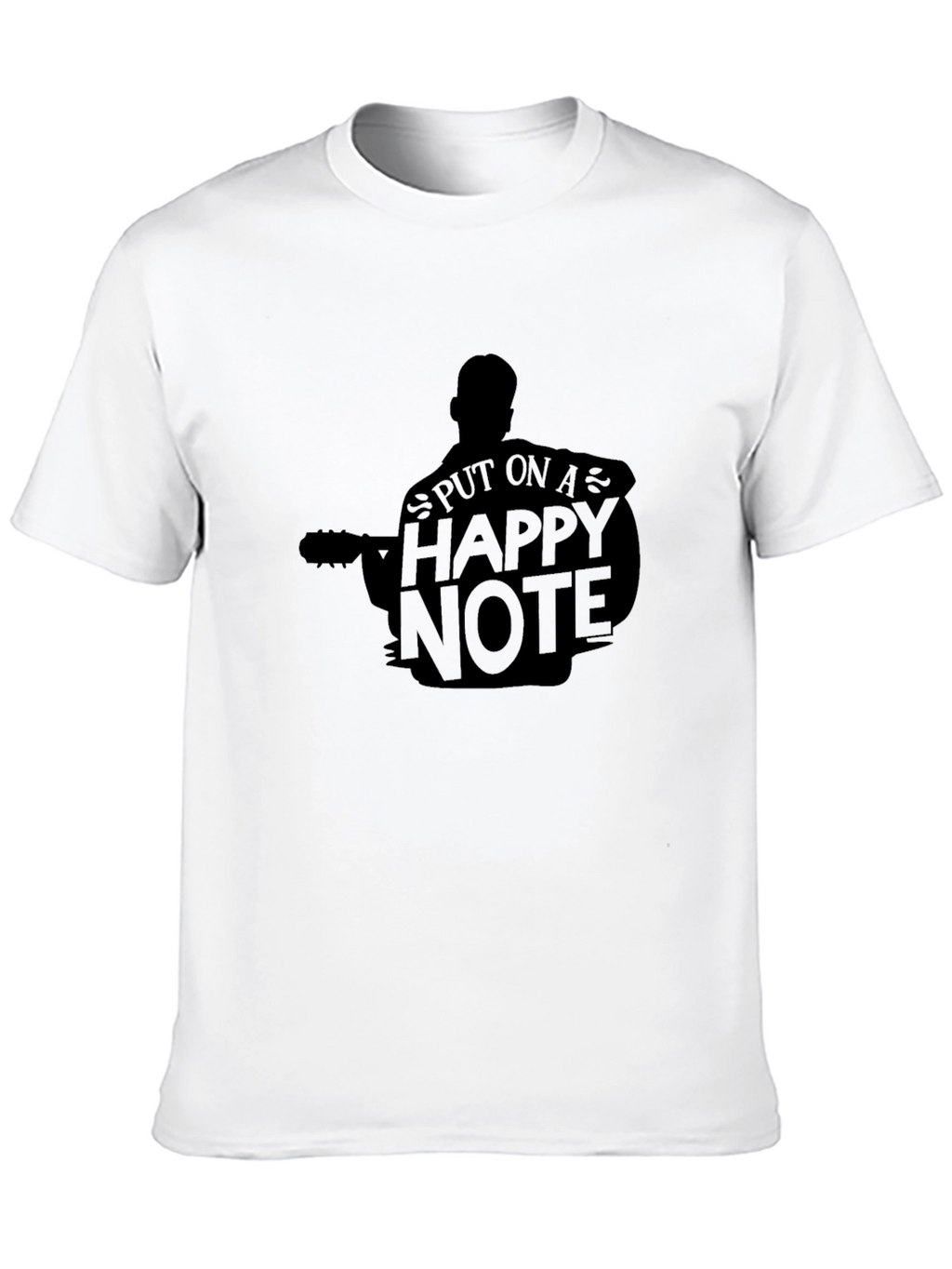 Happy Note Graphic Tee - Black Cotton T-Shirt
