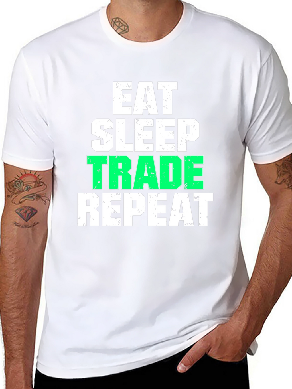 Eat Sleep Trade Repeat Black Graphic T-Shirt
