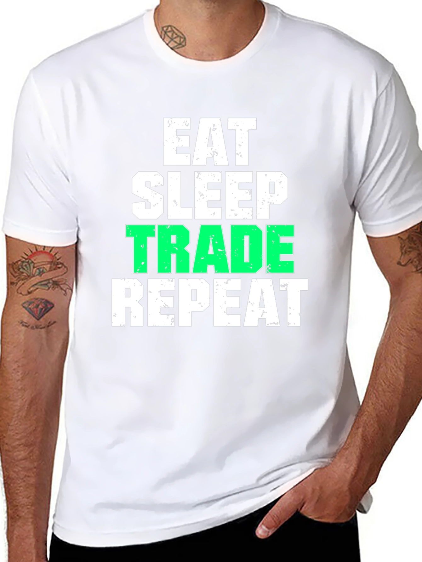 Eat Sleep Trade Repeat Black Graphic T-Shirt