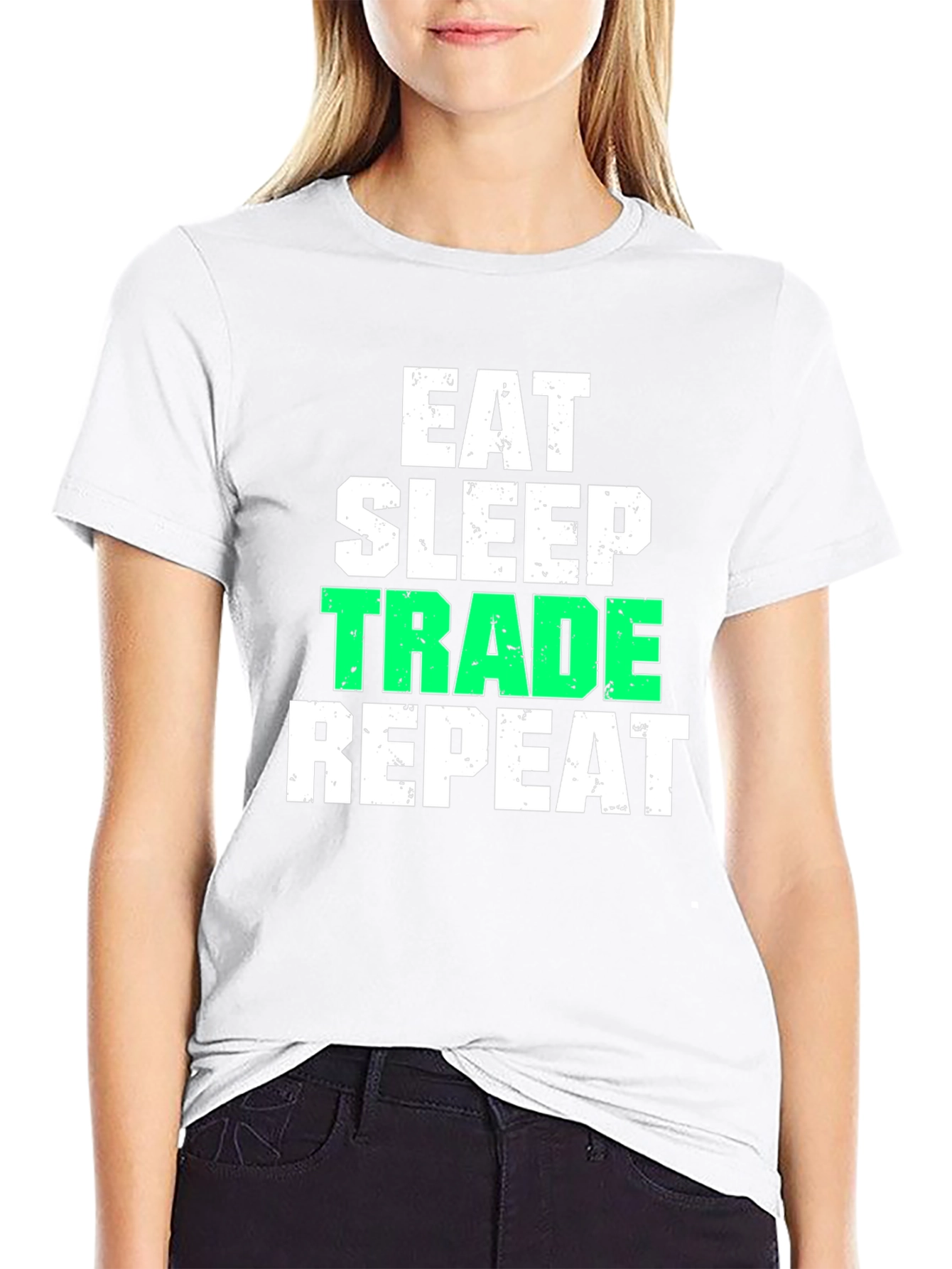Eat Sleep Trade Repeat Black Graphic T-Shirt