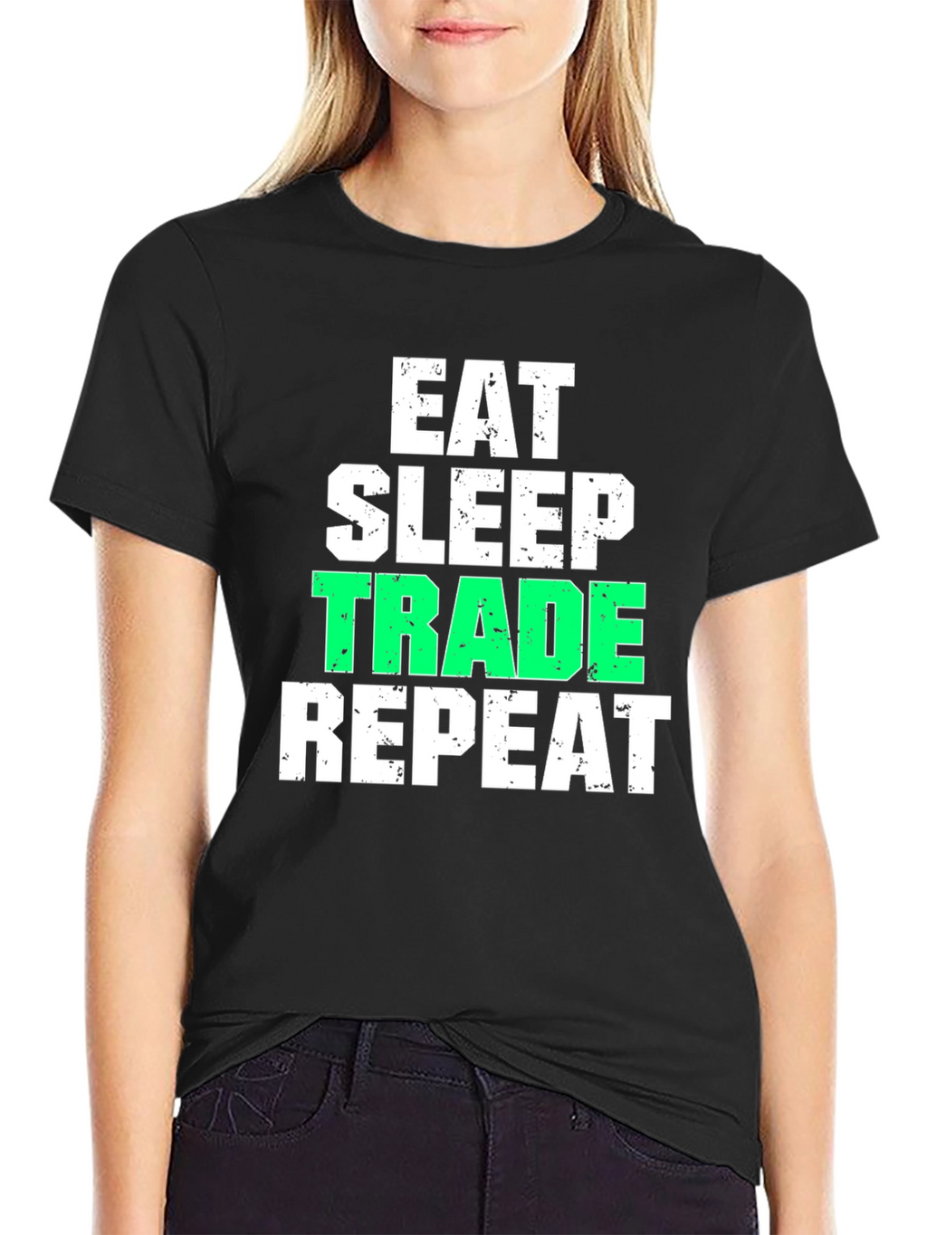 Eat Sleep Trade Repeat Black Graphic T-Shirt