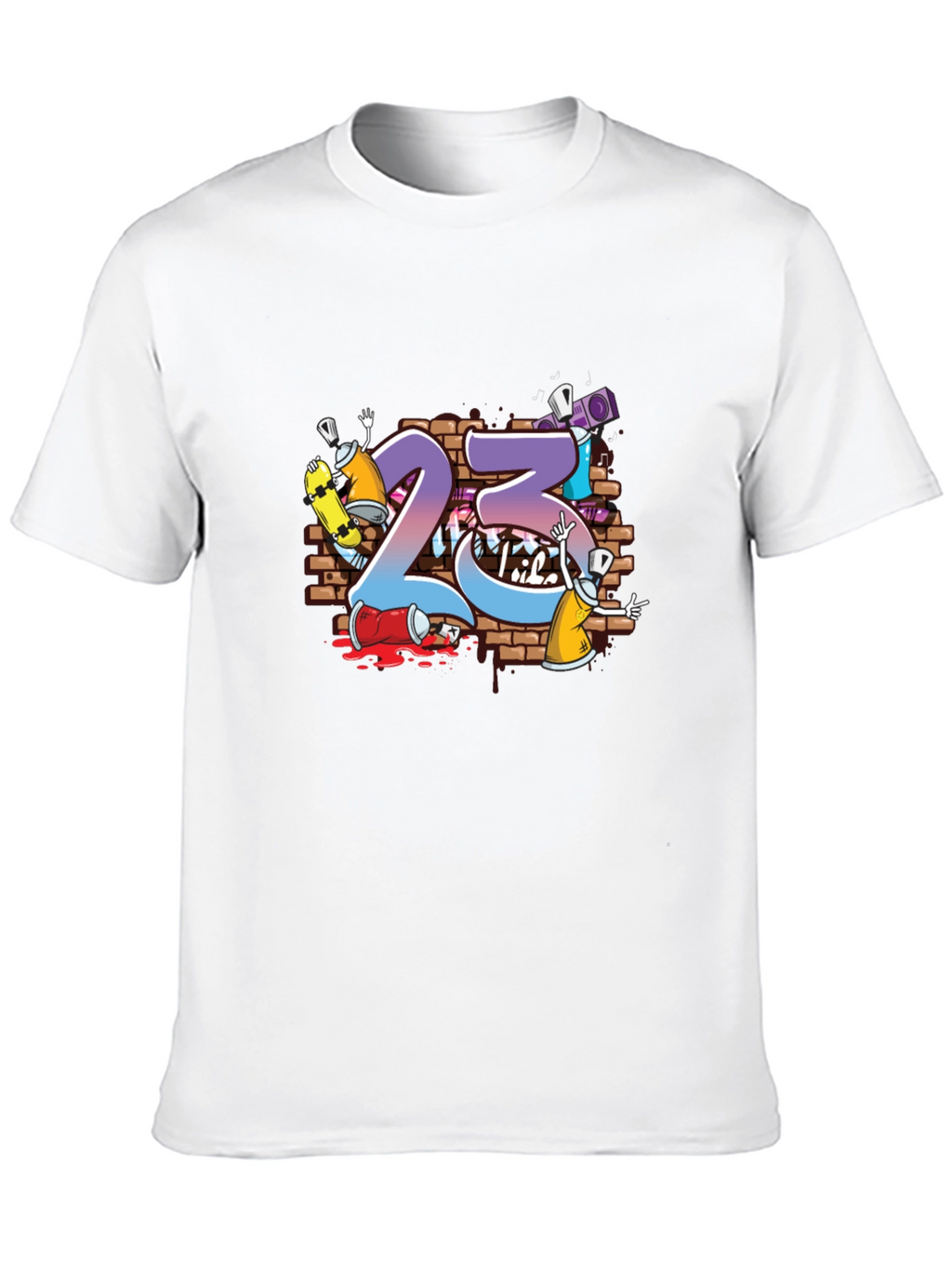 Graffiti 23 Graphic Print Black T-Shirt