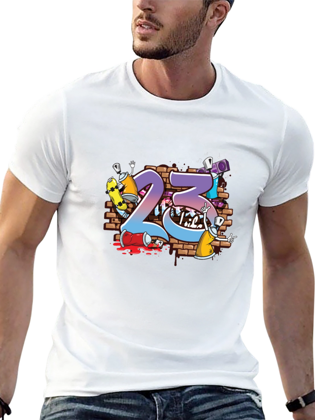Graffiti 23 Graphic Print Black T-Shirt