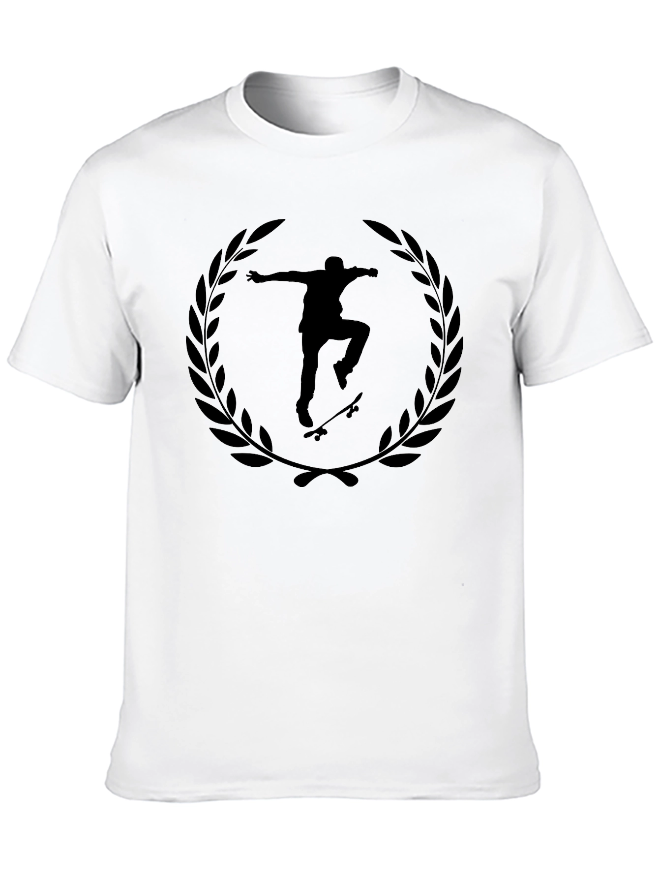 Skateboarder Laurel Wreath Black T-Shirt