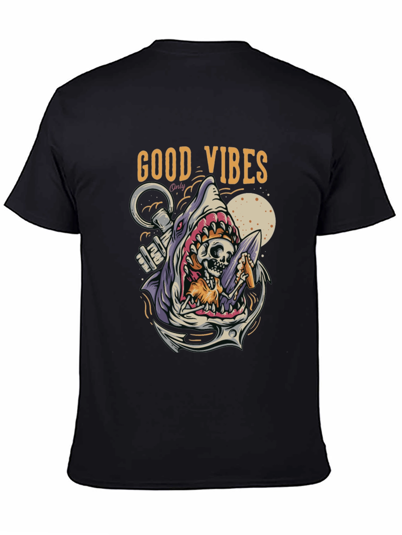 Good Vibes Shark Graphic Tee - Black T-Shirt