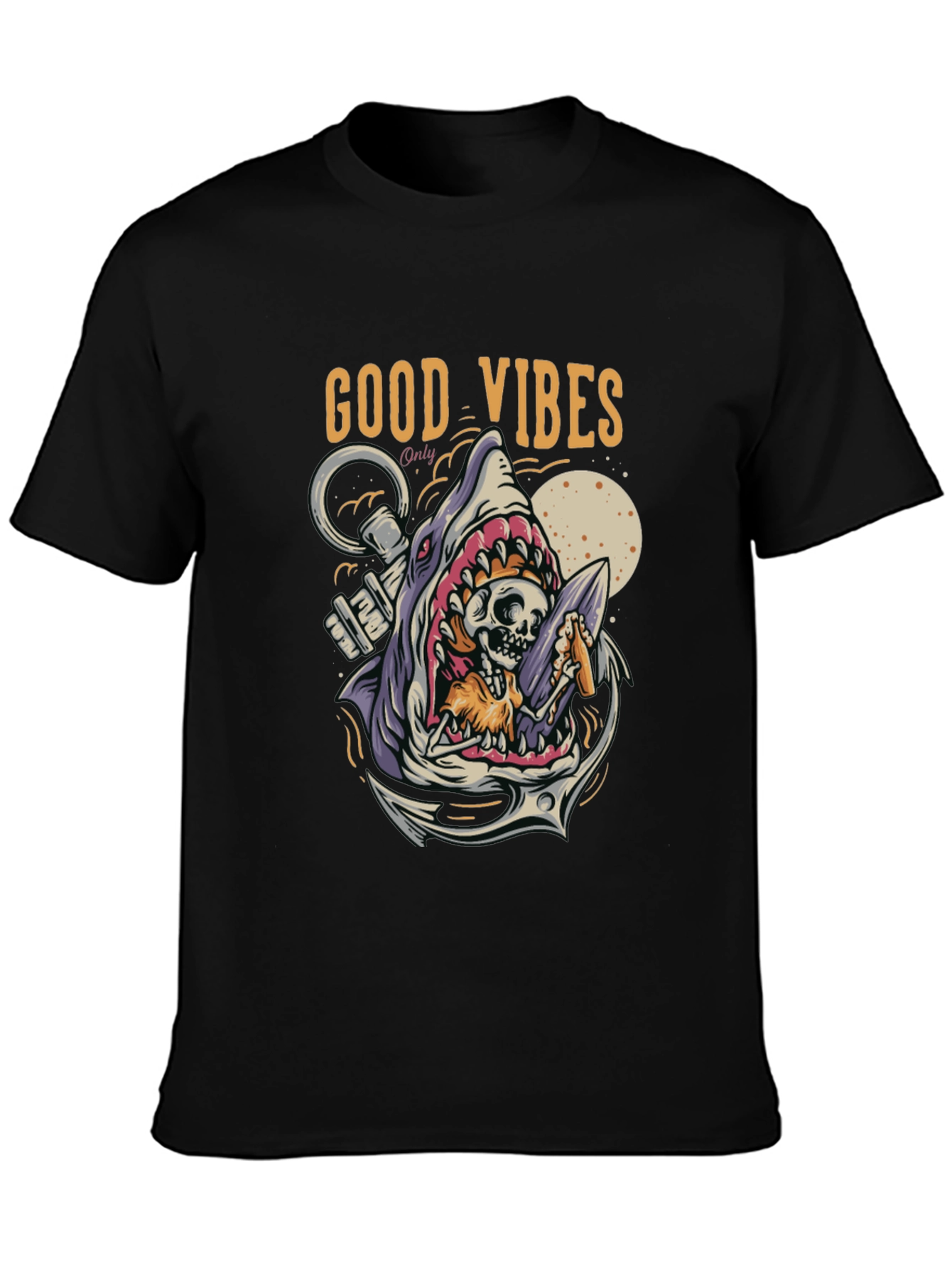 Good Vibes Shark Graphic Tee - Black T-Shirt