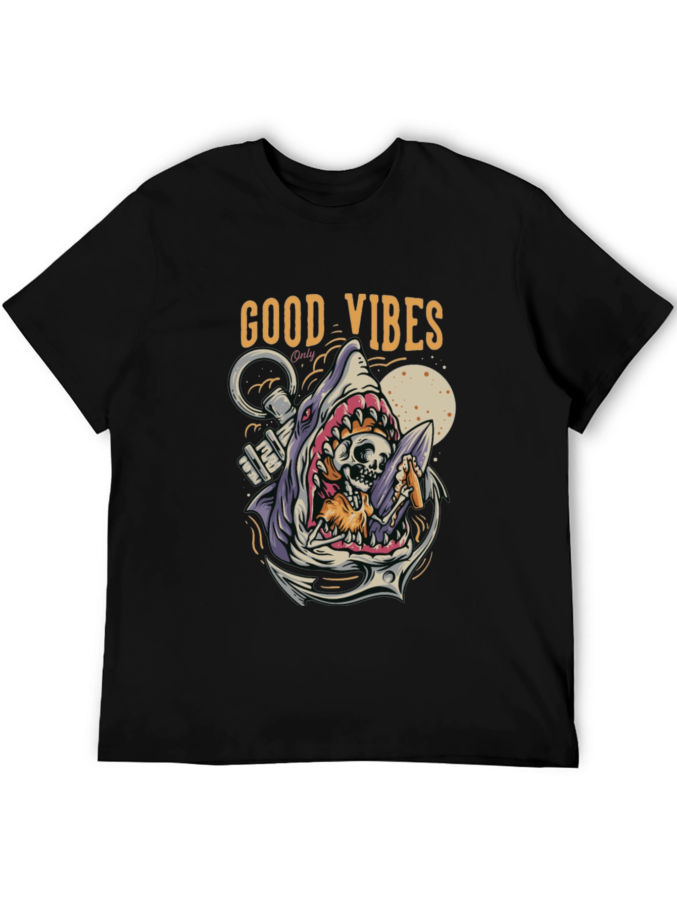 Good Vibes Shark Graphic Tee - Black T-Shirt