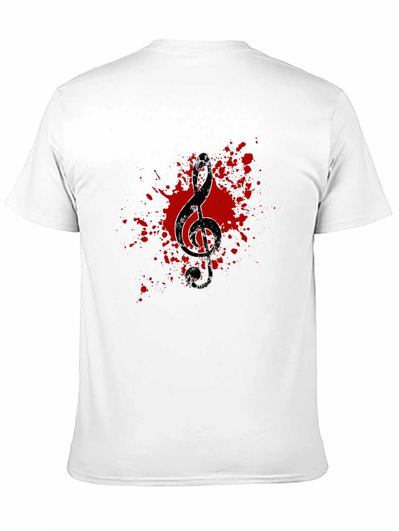 Grunge Music Note Graphic Tee - Black Cotton