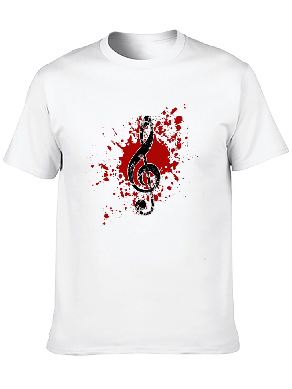 Grunge Music Note Graphic Tee - Black Cotton