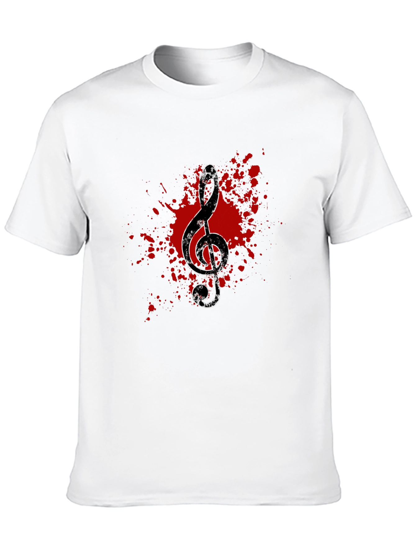 Grunge Music Note Graphic Tee - Black Cotton