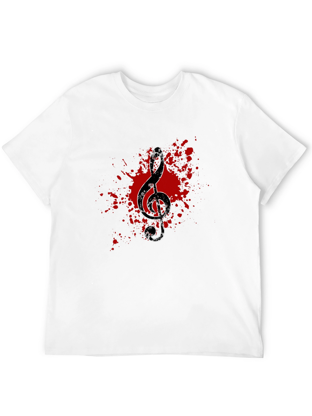 Grunge Music Note Graphic Tee - Black Cotton