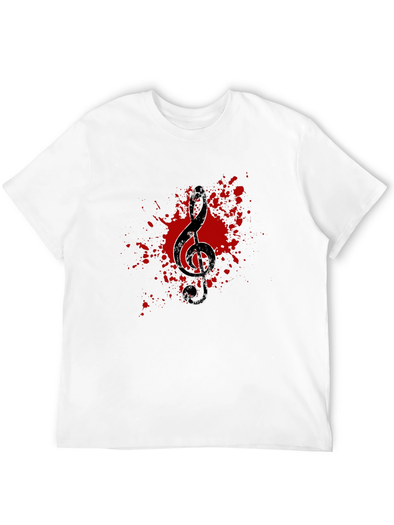 Grunge Music Note Graphic Tee - Black Cotton