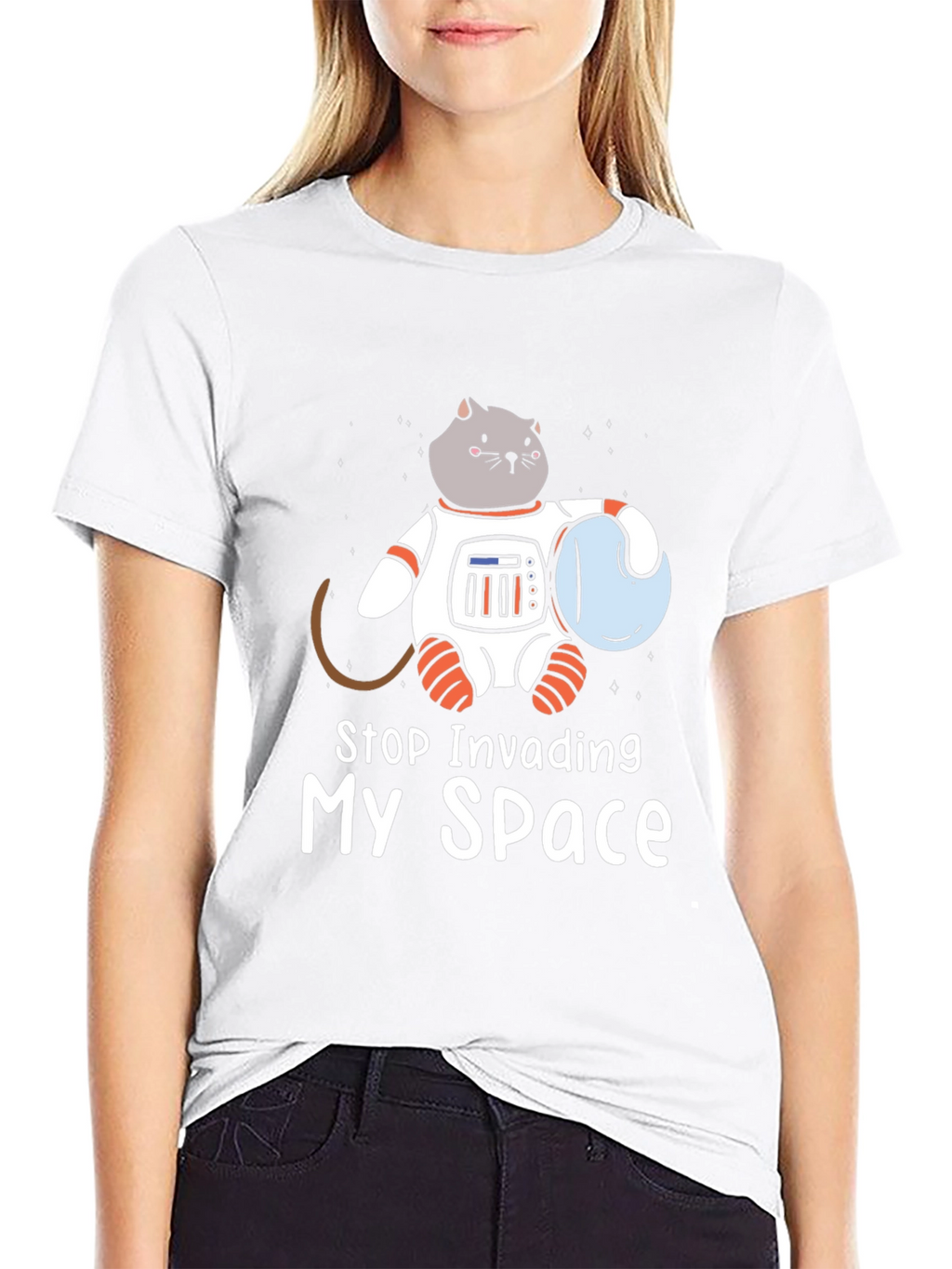 Stop Invading My Space Cat Astronaut T-Shirt