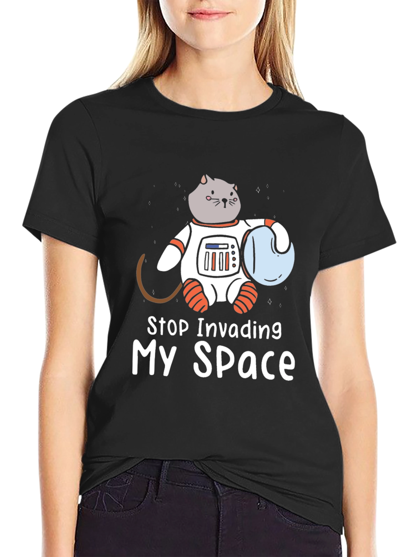 Stop Invading My Space Cat Astronaut T-Shirt