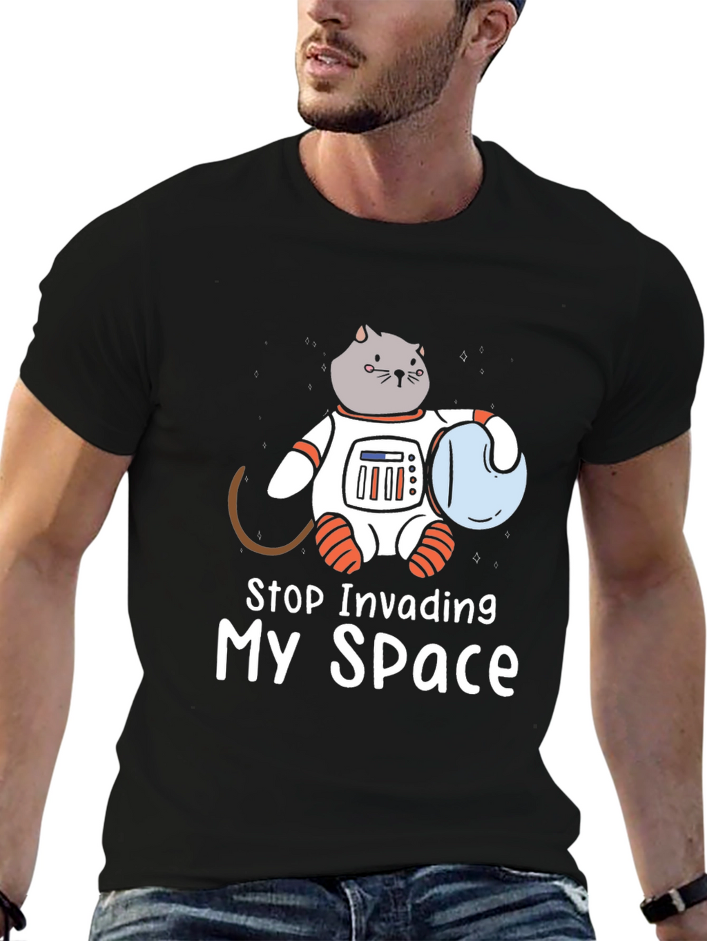 Stop Invading My Space Cat Astronaut T-Shirt