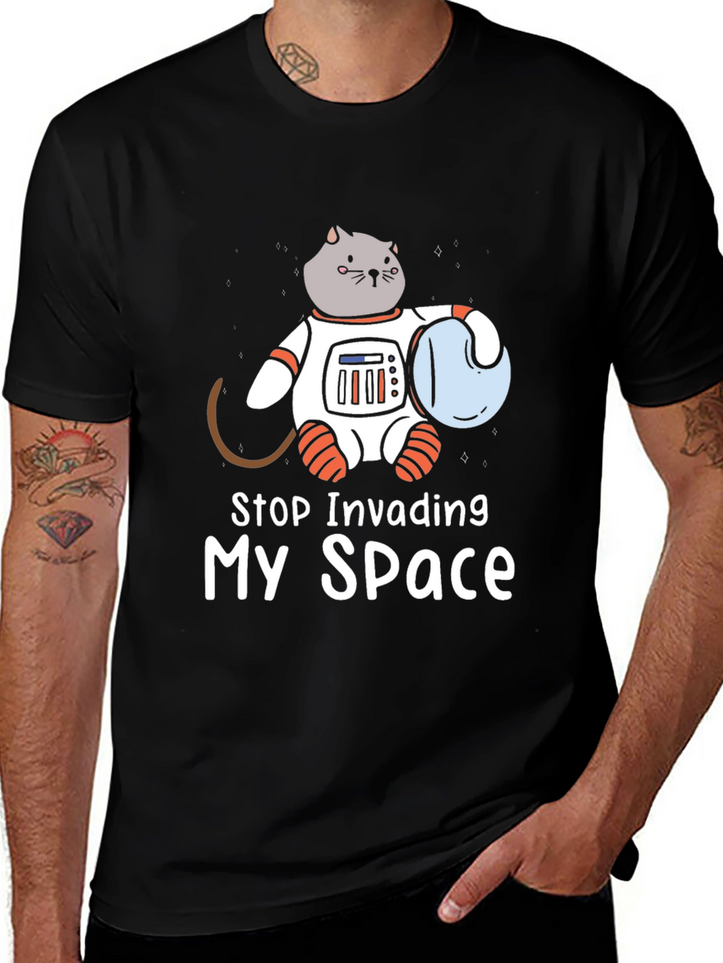Stop Invading My Space Cat Astronaut T-Shirt