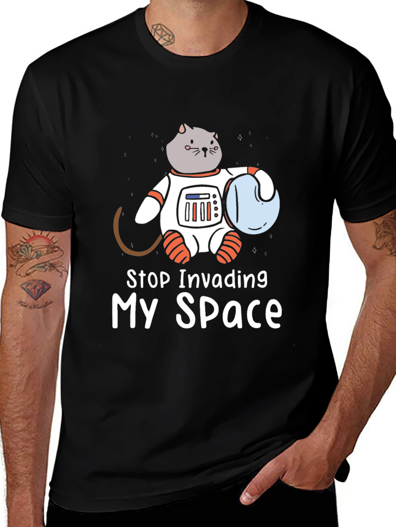 Stop Invading My Space Cat Astronaut T-Shirt