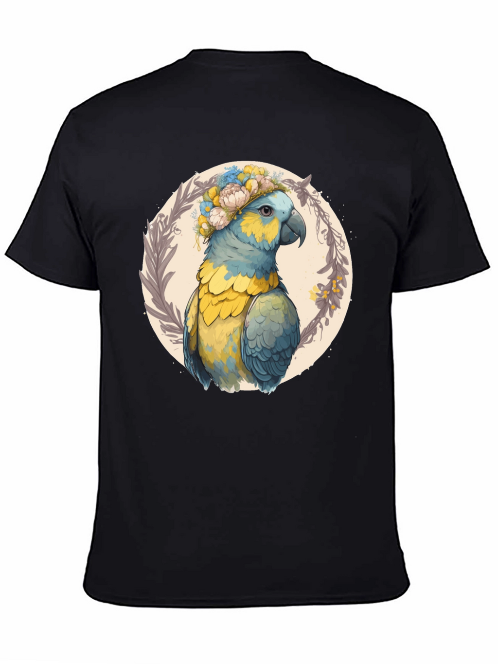Parrot Floral Wreath Graphic Tee