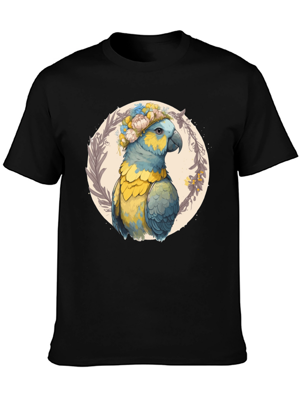 Parrot Floral Wreath Graphic Tee