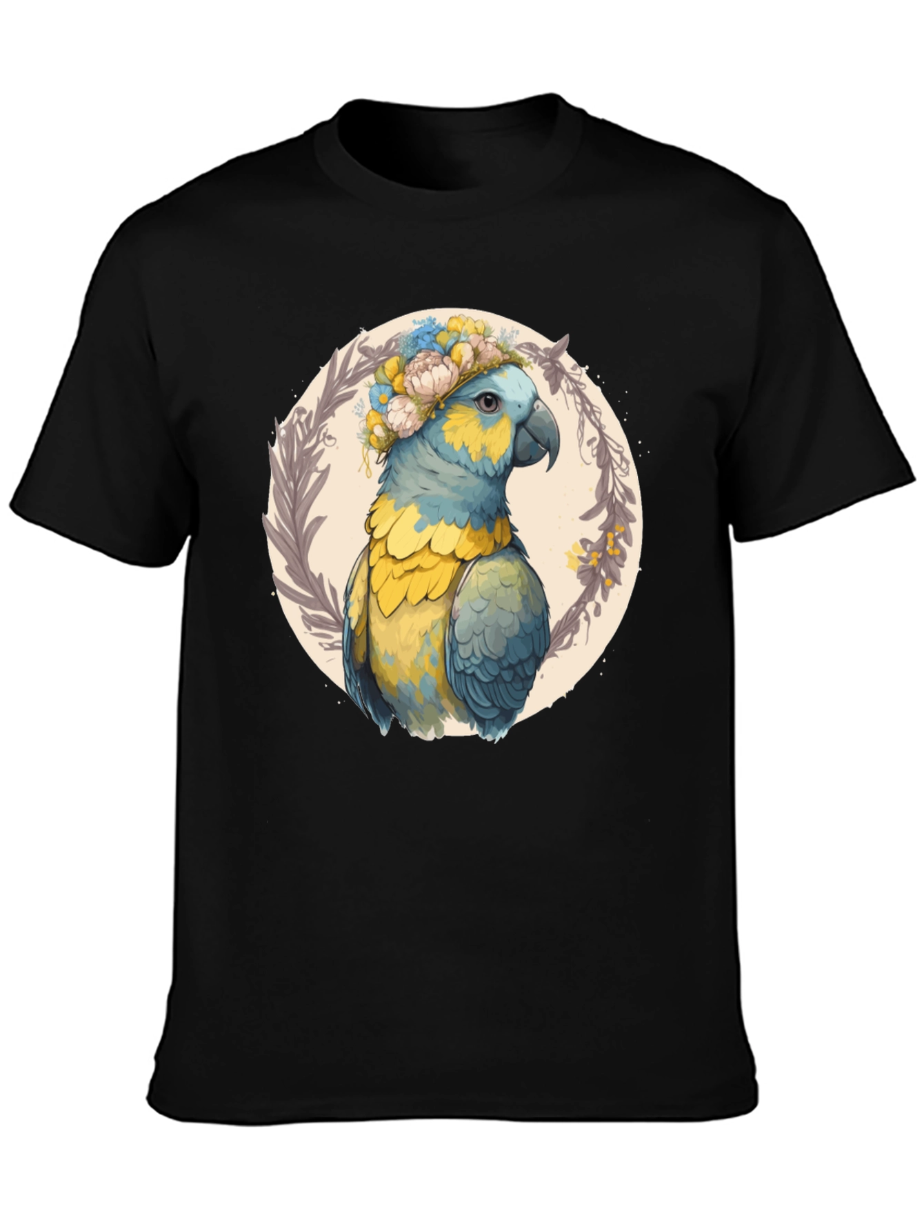 Parrot Floral Wreath Graphic Tee