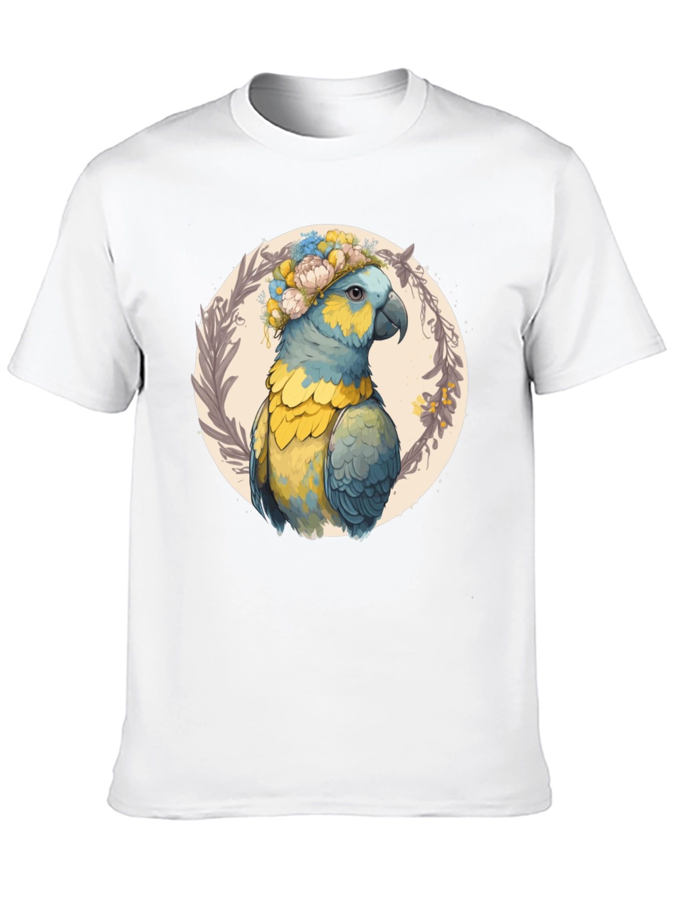Parrot Floral Wreath Graphic Tee