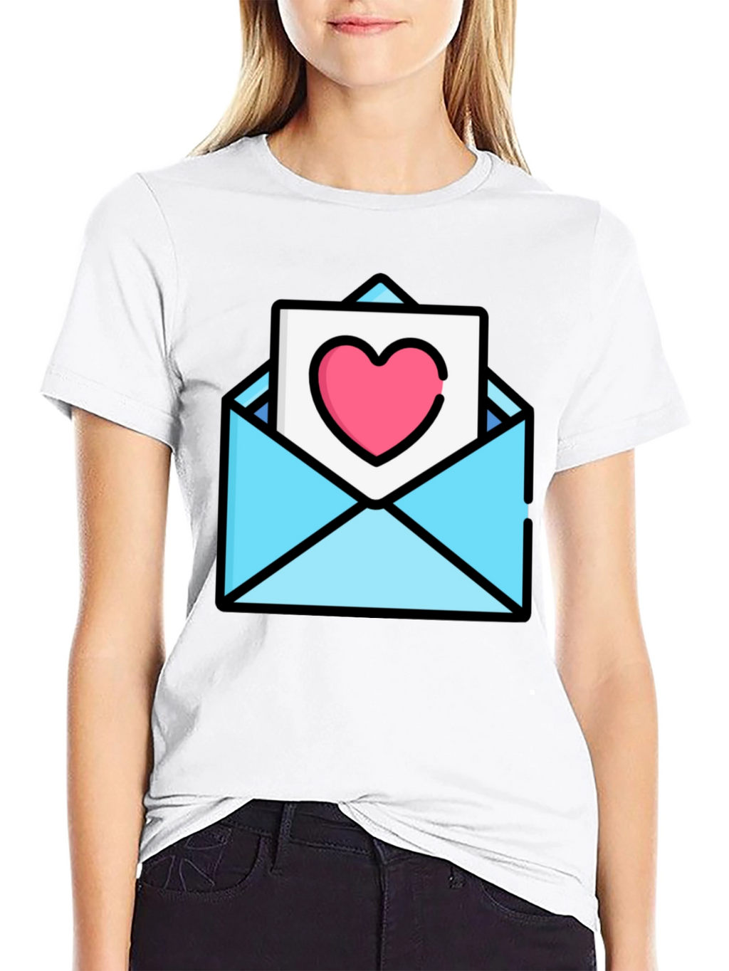 Heart Envelope Graphic Tee - Trendy Love Letter Shirt