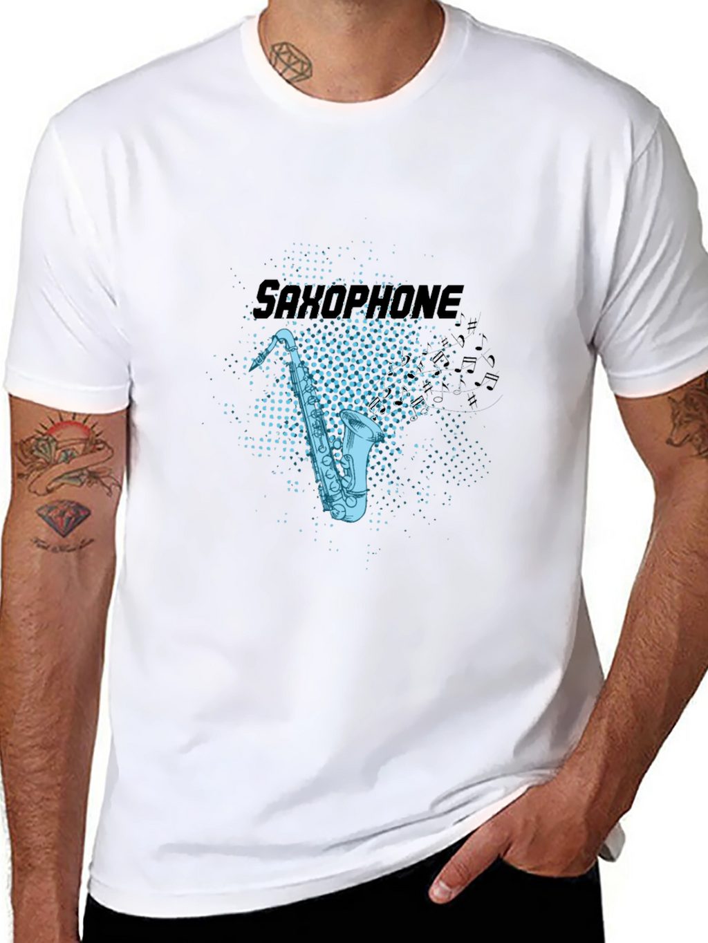 Saxophone Graphic Black T-Shirt
