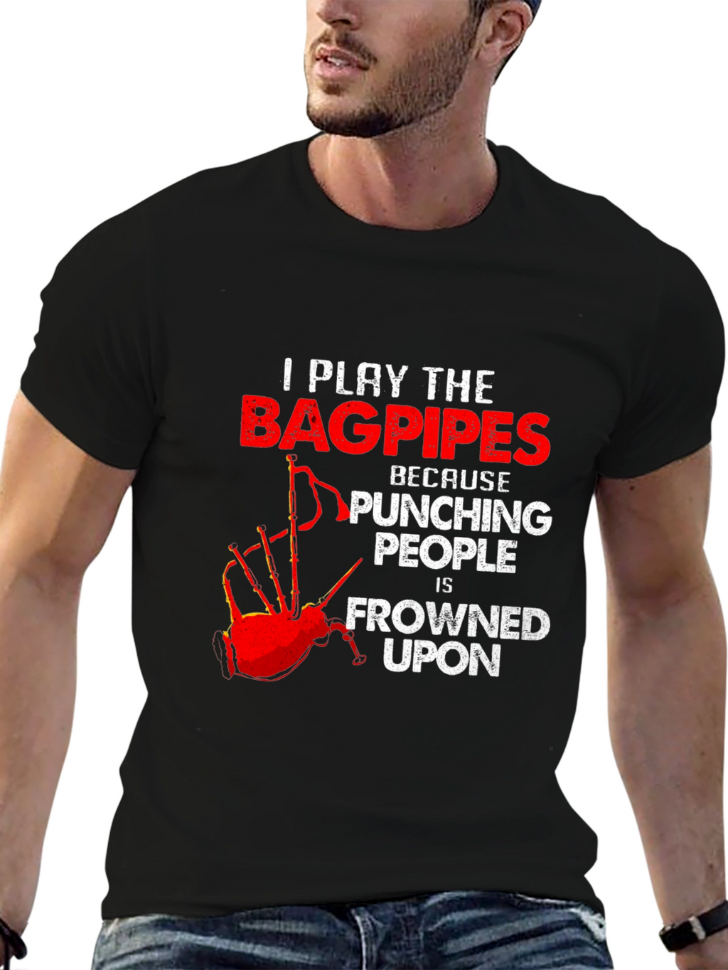 Bagpipes T-Shirt: Punching People is Frowned Upon