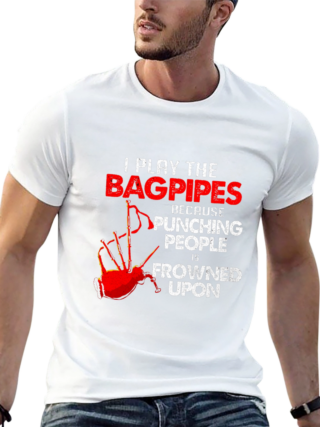Bagpipes T-Shirt: Punching People is Frowned Upon