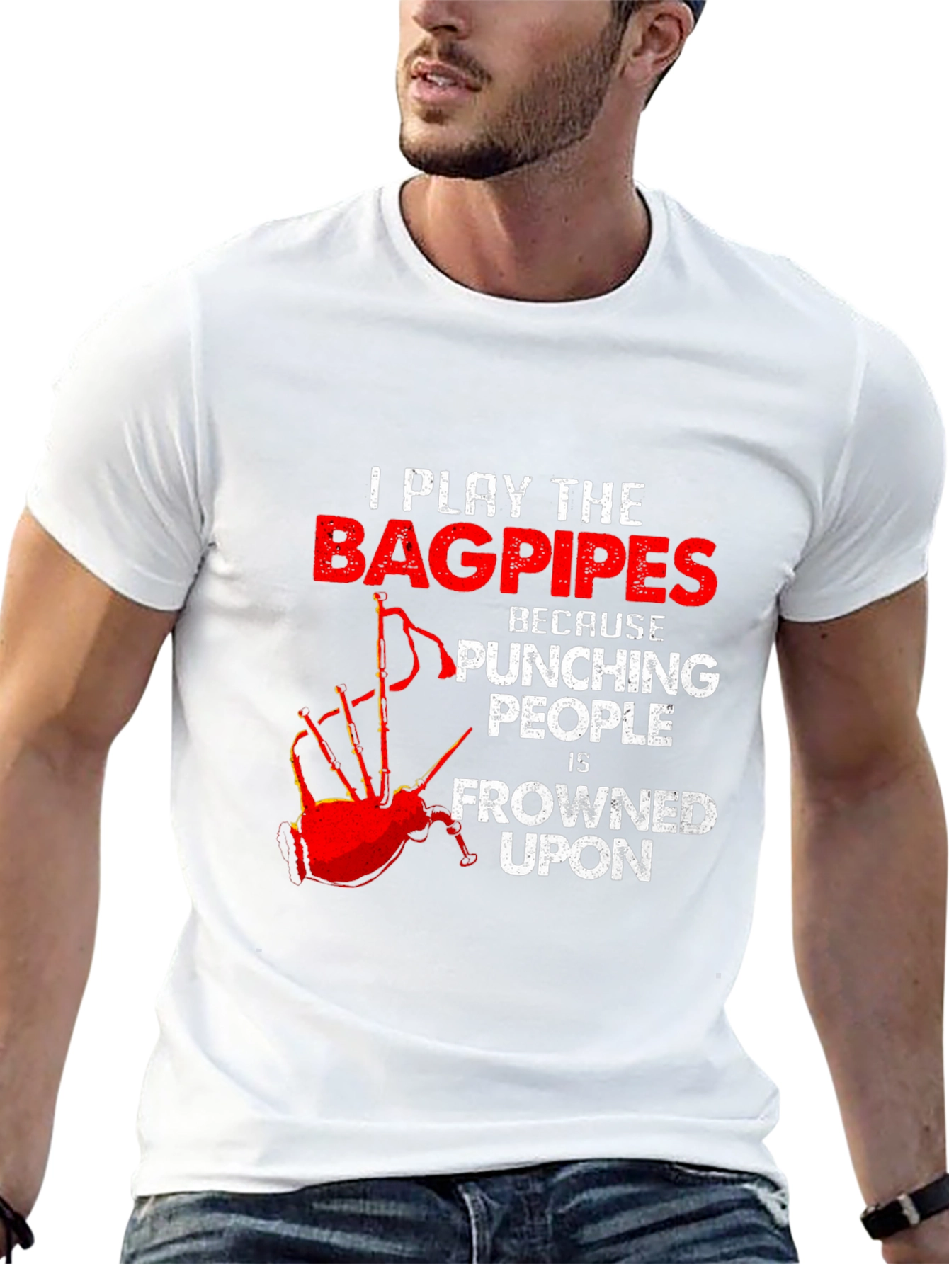 Bagpipes T-Shirt: Punching People is Frowned Upon