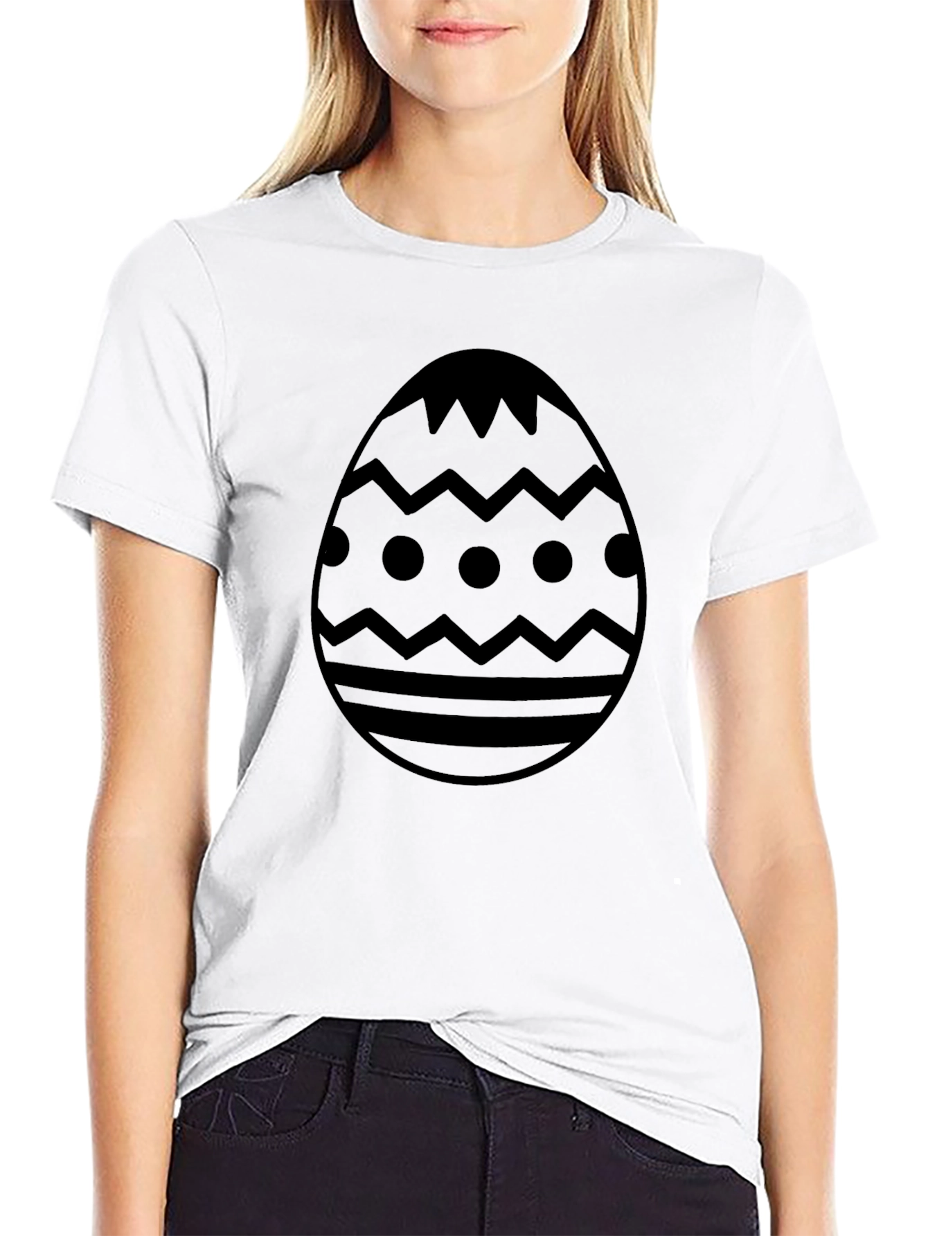 Easter Egg Graphic T-Shirt - Black Crew Neck Tee