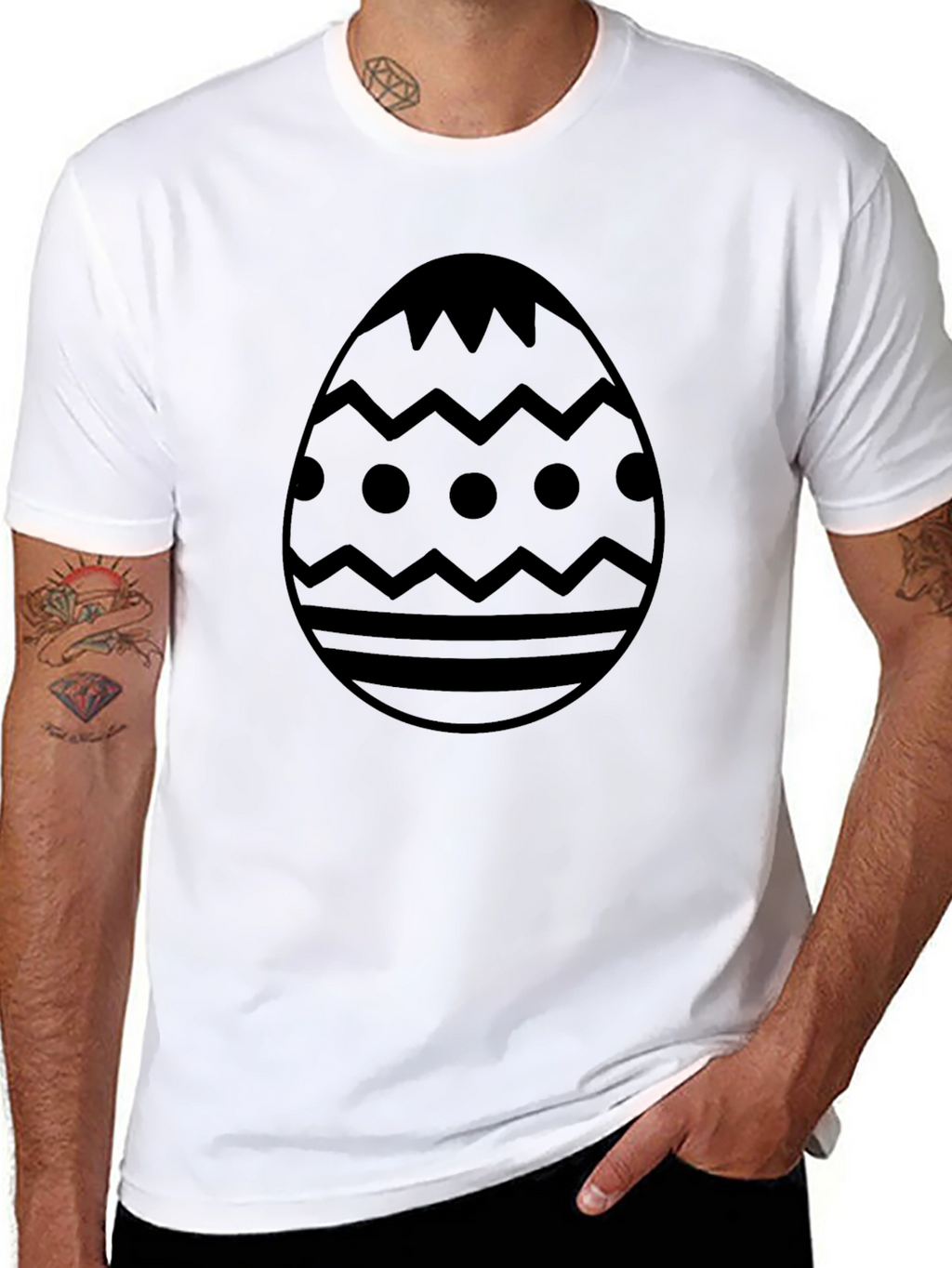 Easter Egg Graphic T-Shirt - Black Crew Neck Tee