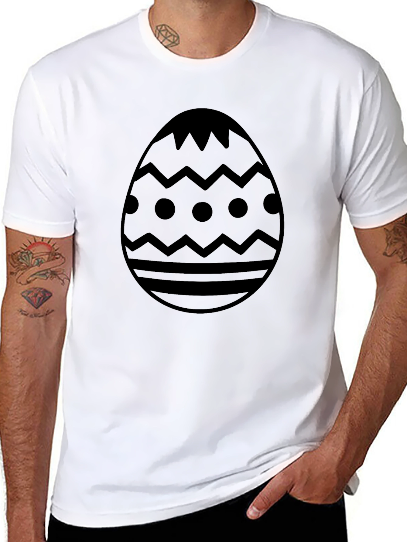 Easter Egg Graphic T-Shirt - Black Crew Neck Tee