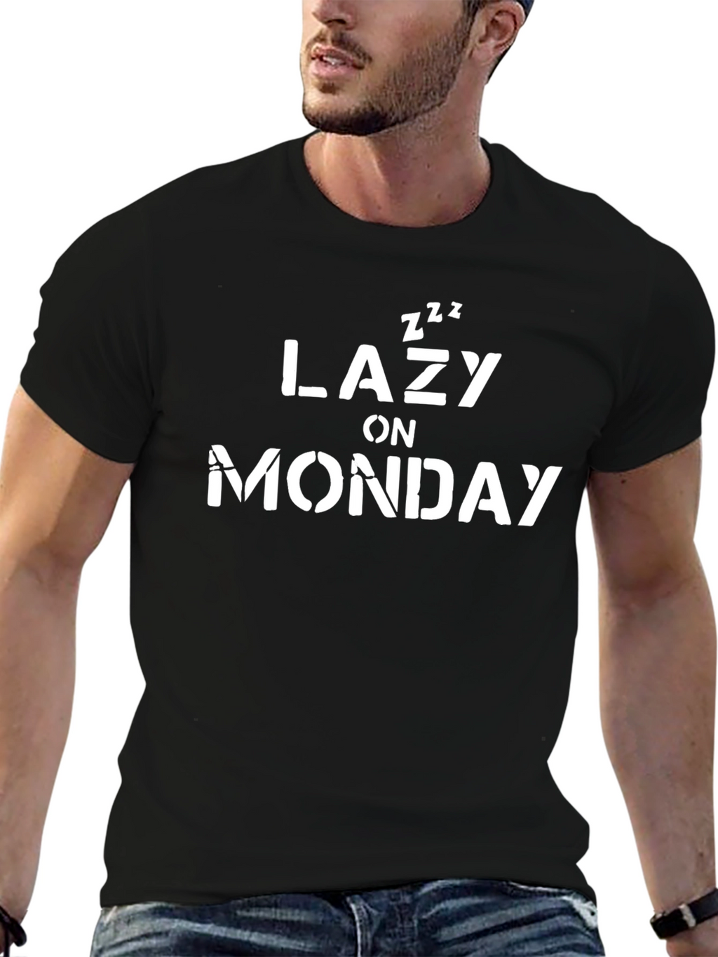 Lazy On Monday Graphic T-Shirt - Black