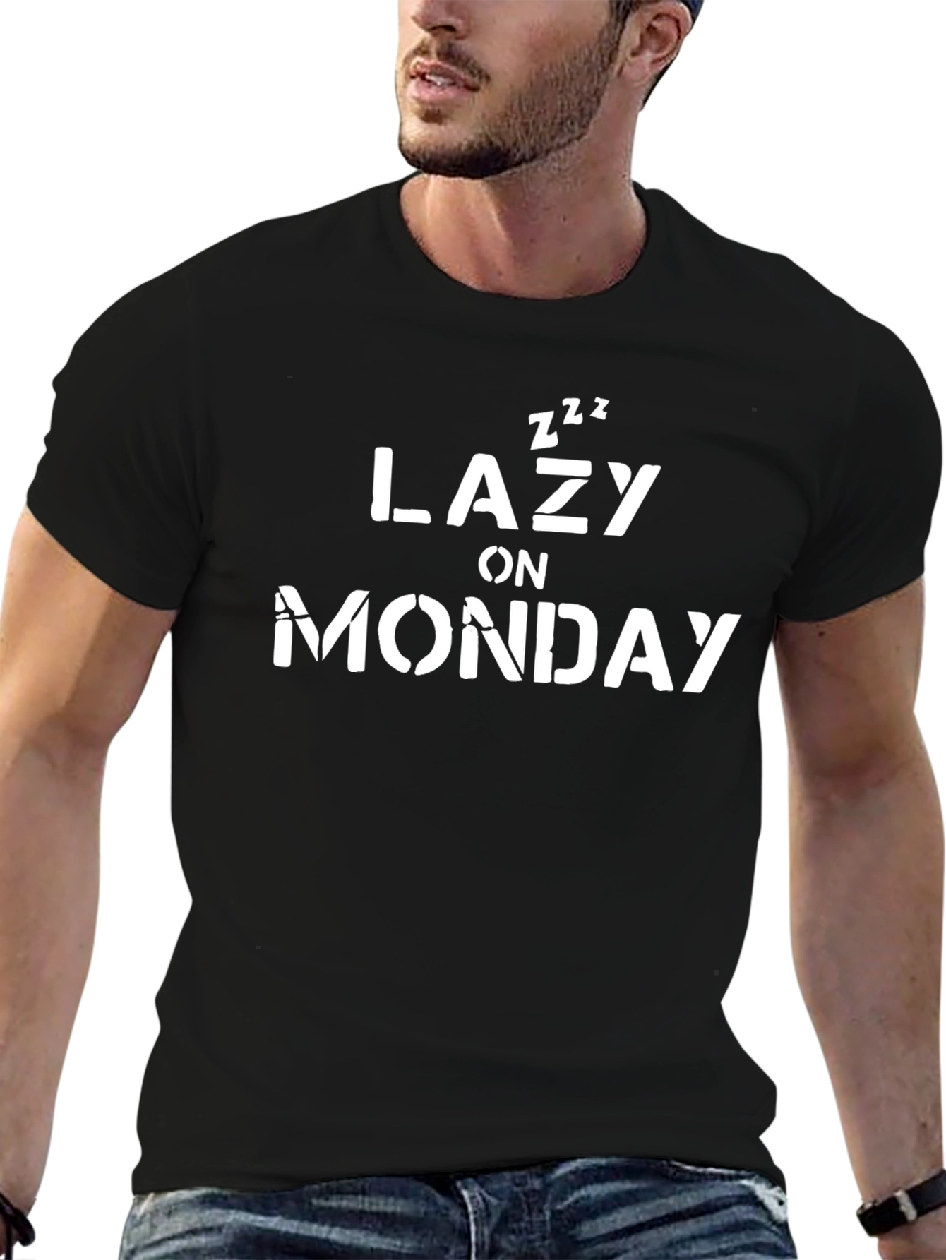 Lazy On Monday Graphic T-Shirt - Black