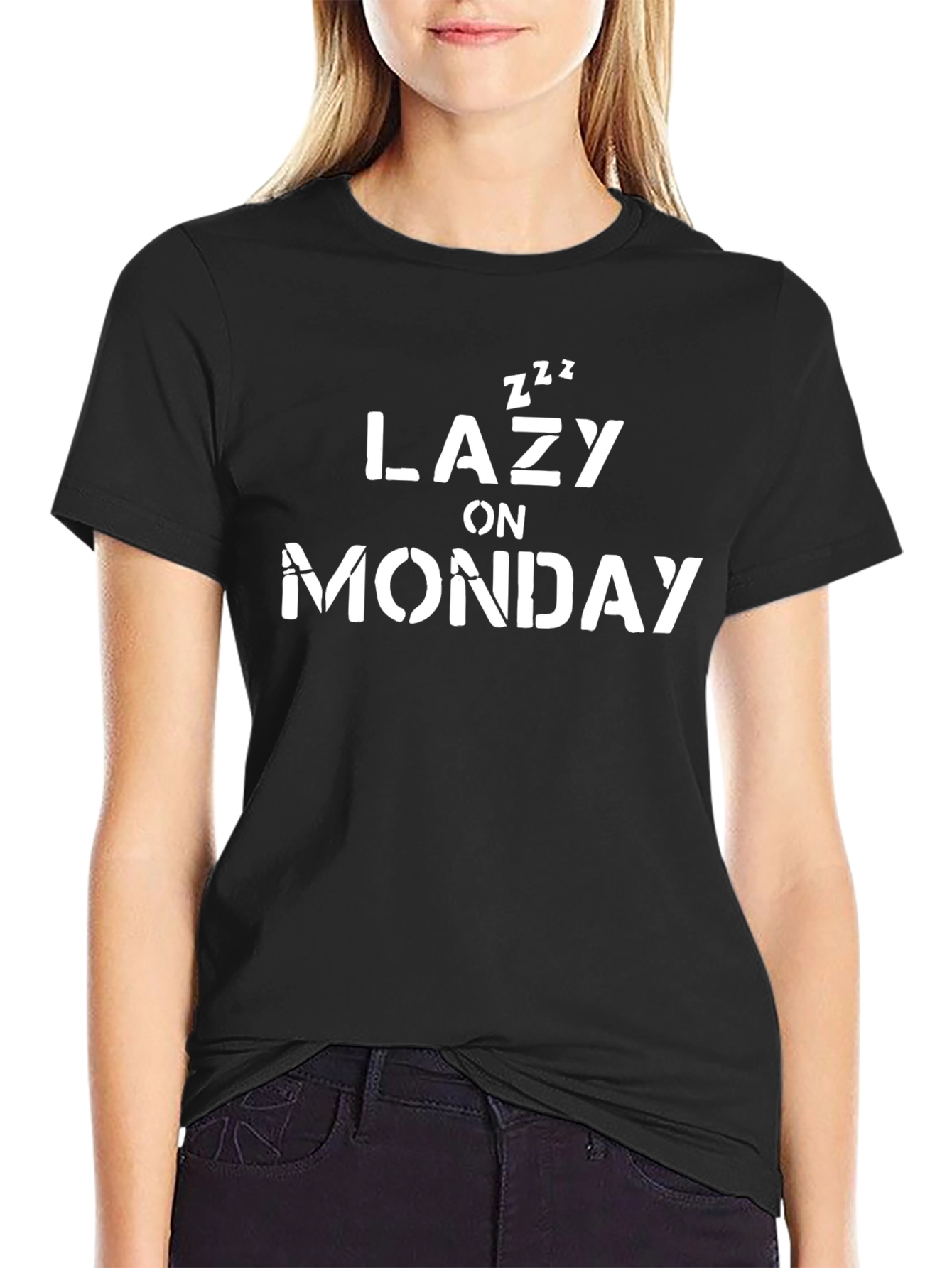 Lazy On Monday Graphic T-Shirt - Black